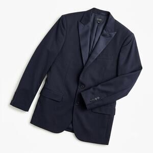 J CREW Peak Lapel Ludlow Jacket Black Super 120s Wool Mens 38R 38 Regular